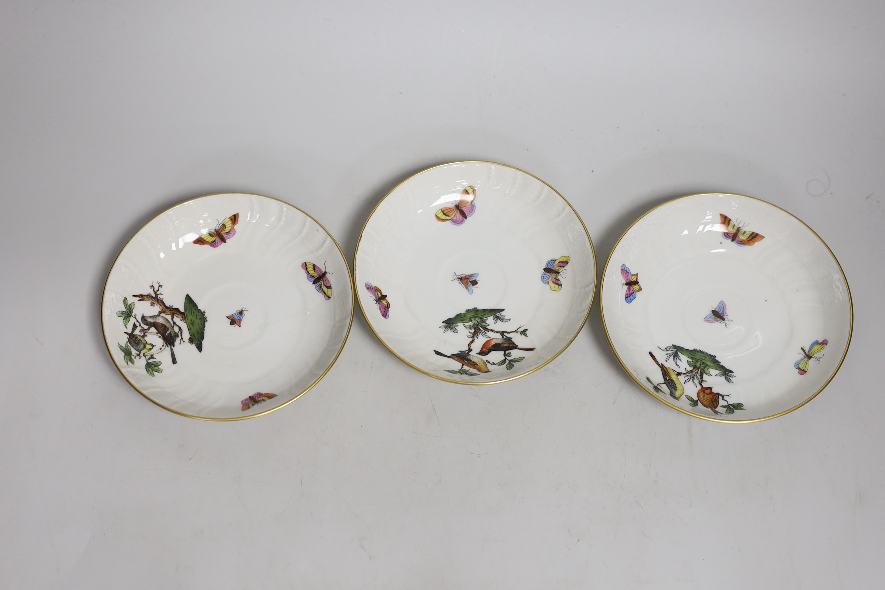 Three matching Herend teacups and saucers (one a.f.), pattern no.1707.